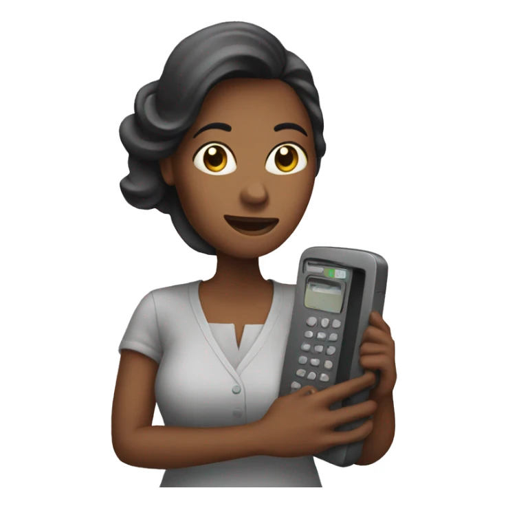 woman showing big phone sticker