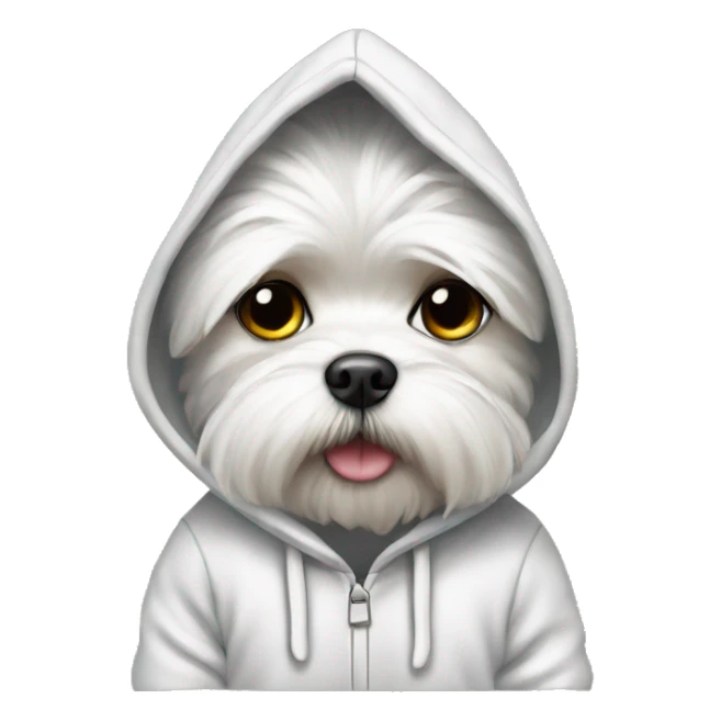 Maltese wearing hoodie sticker