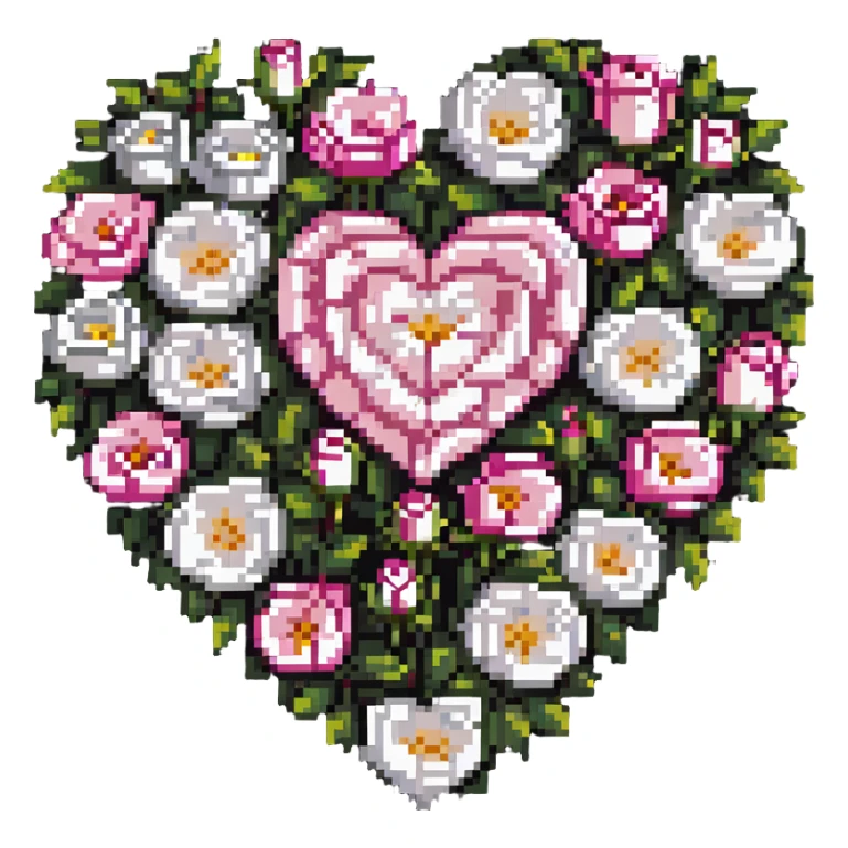 heart made of pink and white roses sticker