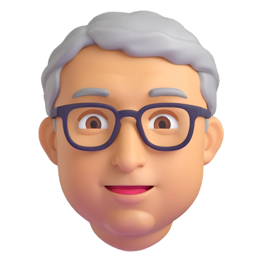 Bill Gates, iconic tech entrepreneur, portrait, 3D emoji style, no background sticker