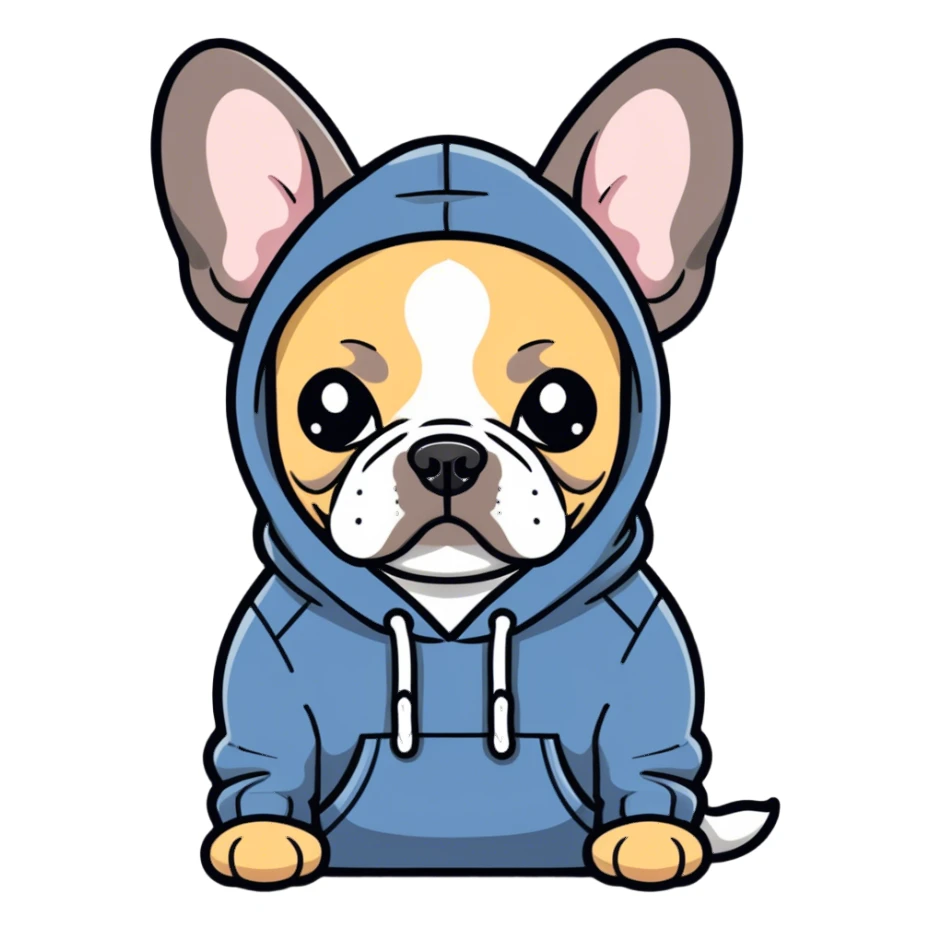 French bulldog wearing a hoodie sticker