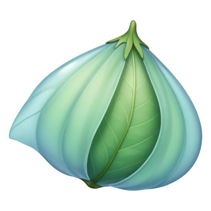 floating cocoon leaf, soft curves, subtle glow, green-blue hues, earth undertones sticker