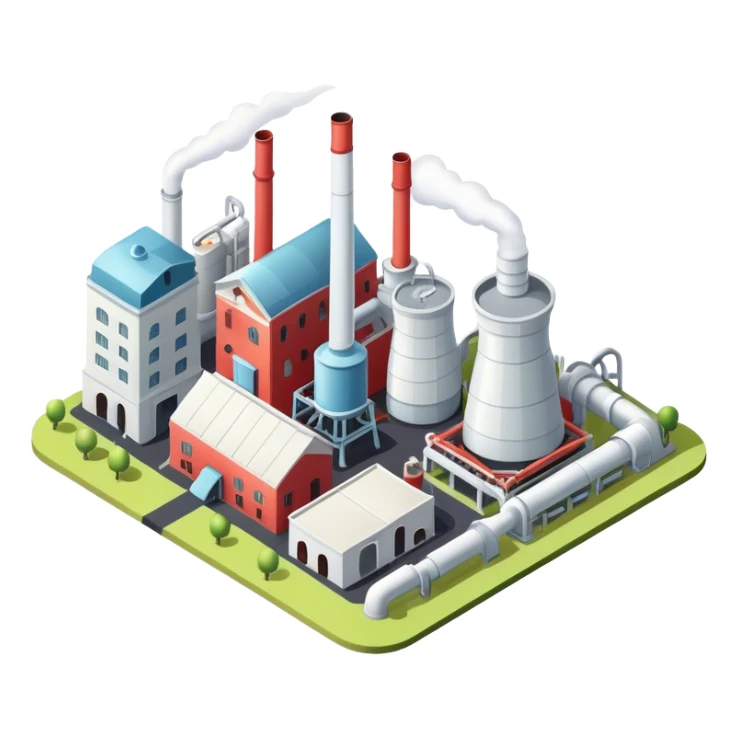 Isometric sugar factory, no people  sticker