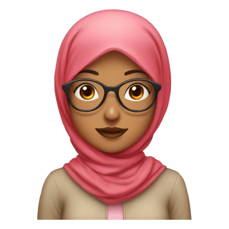 Hijab girl with squared glasses and red hearts around her  sticker