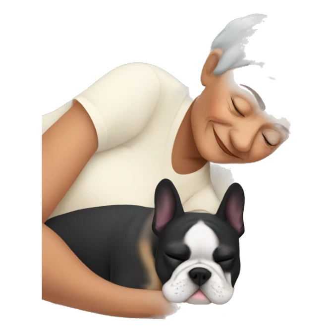 Grandma sleeping with French bulldog sticker
