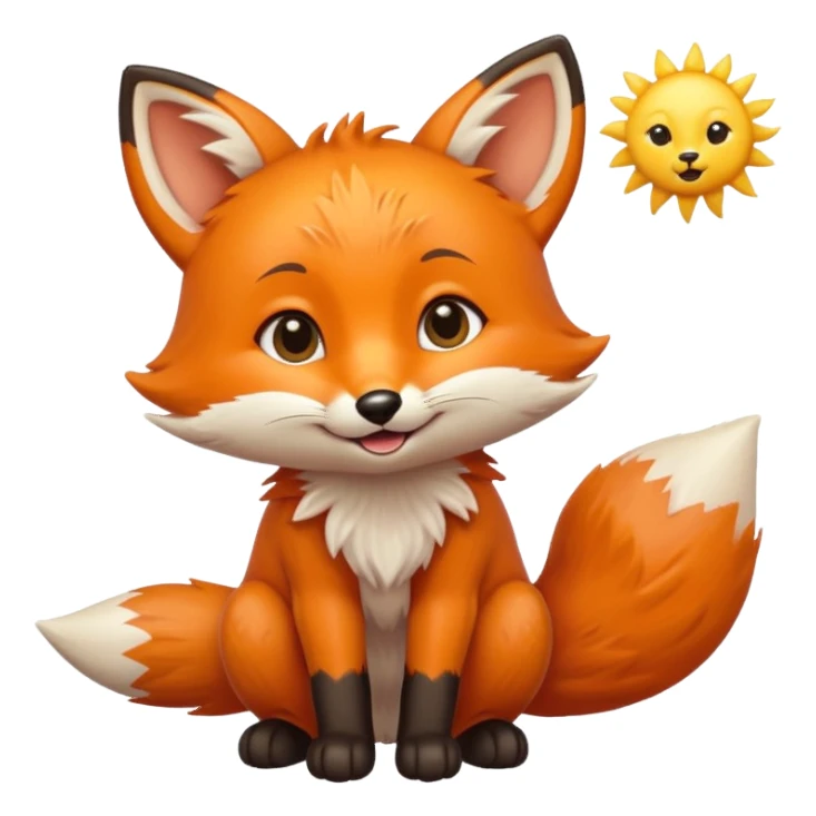 Baby fox carrying a sun in it’s arms ☀️🦊 sticker