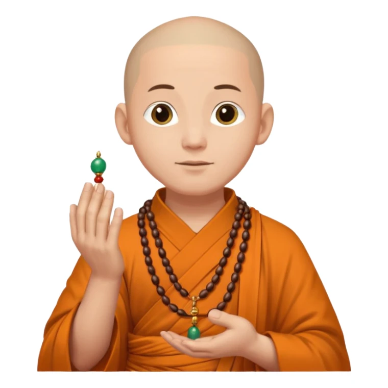 Large prayer beads looped around hand, monk sticker