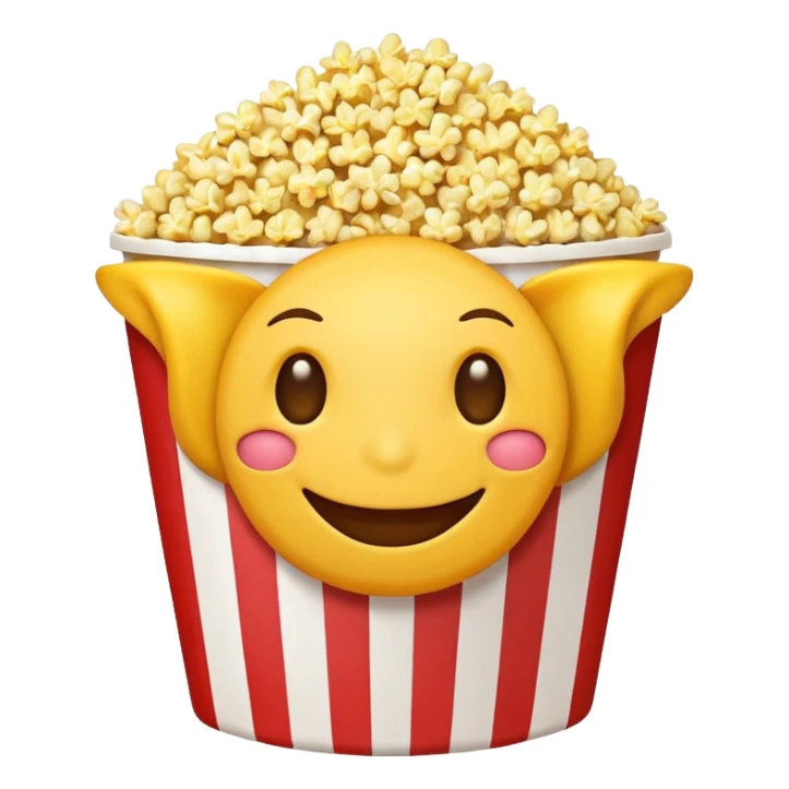 Smiling Emoji with 👀 for eyes and is eating popcorn 🍿 sticker