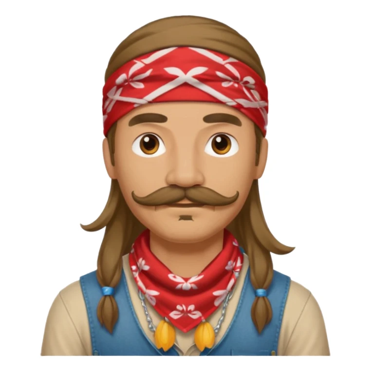 mustached with bandanas long hair sticker