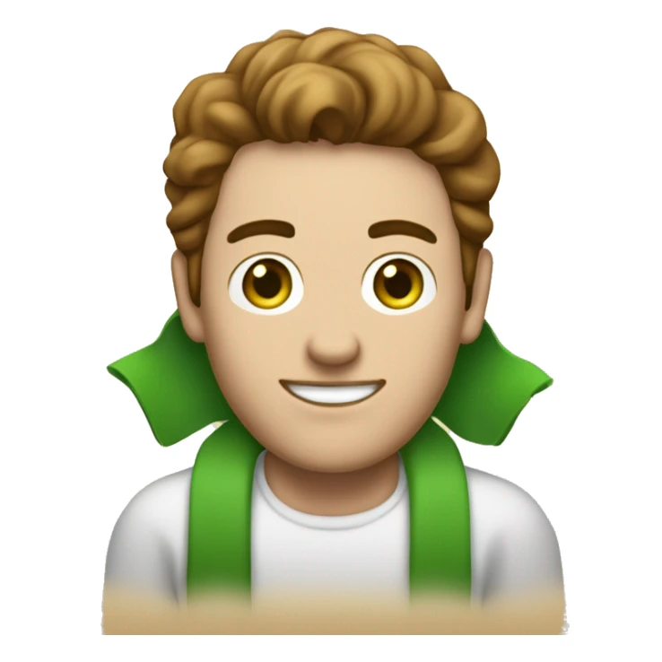 A white paper scroll held by a light-skinned man with green eyes and styled brown hair sticker