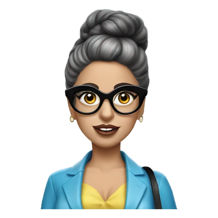 Lady gaga blue eyes black glasses realistic updo holding handbag  sticker