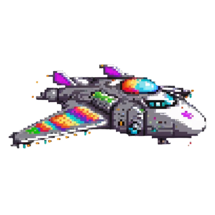 retro space cruiser with rounded edges and colorful details sticker