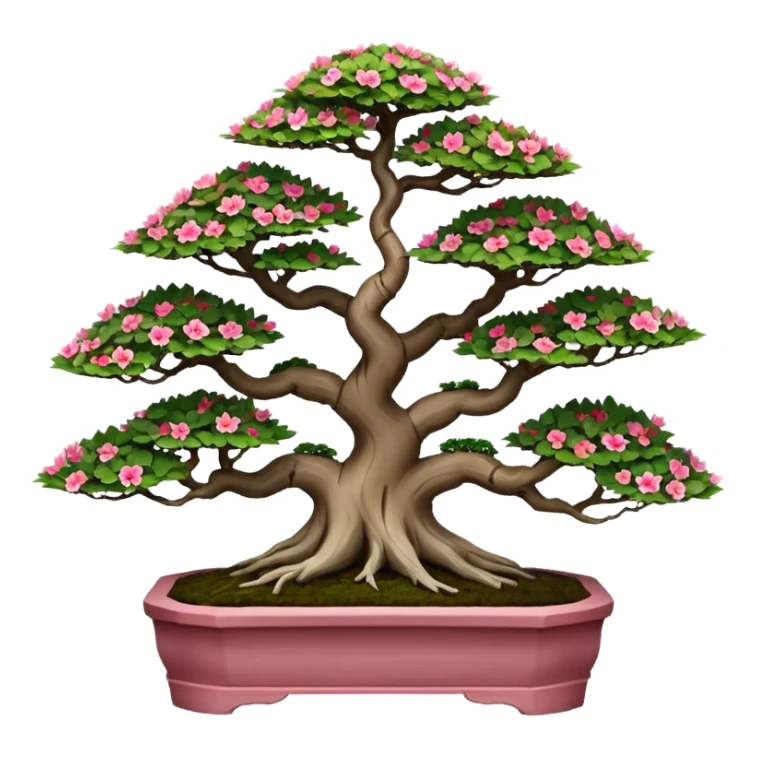 Wide Three 7-tiered bonsai stand, shelving nine maple specimens and several smaller azaleas, frame made of oaken palette wood  sticker