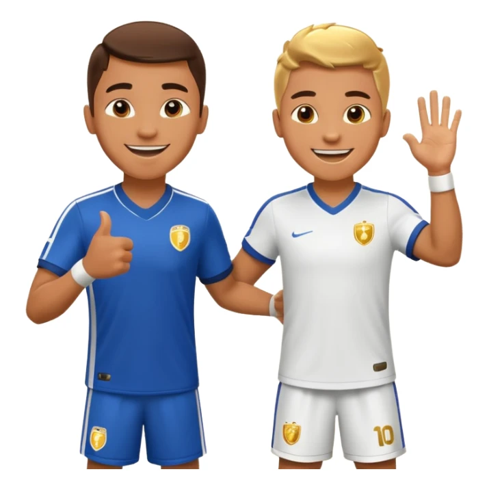 Soccer player celebrating with coach handshake under bright stadium lights, golden lighting, energetic, cinematic, realistic sticker