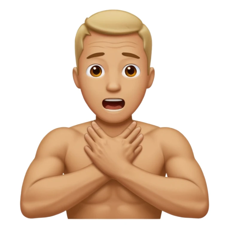 Man with crosses arms holding neck screaming  sticker