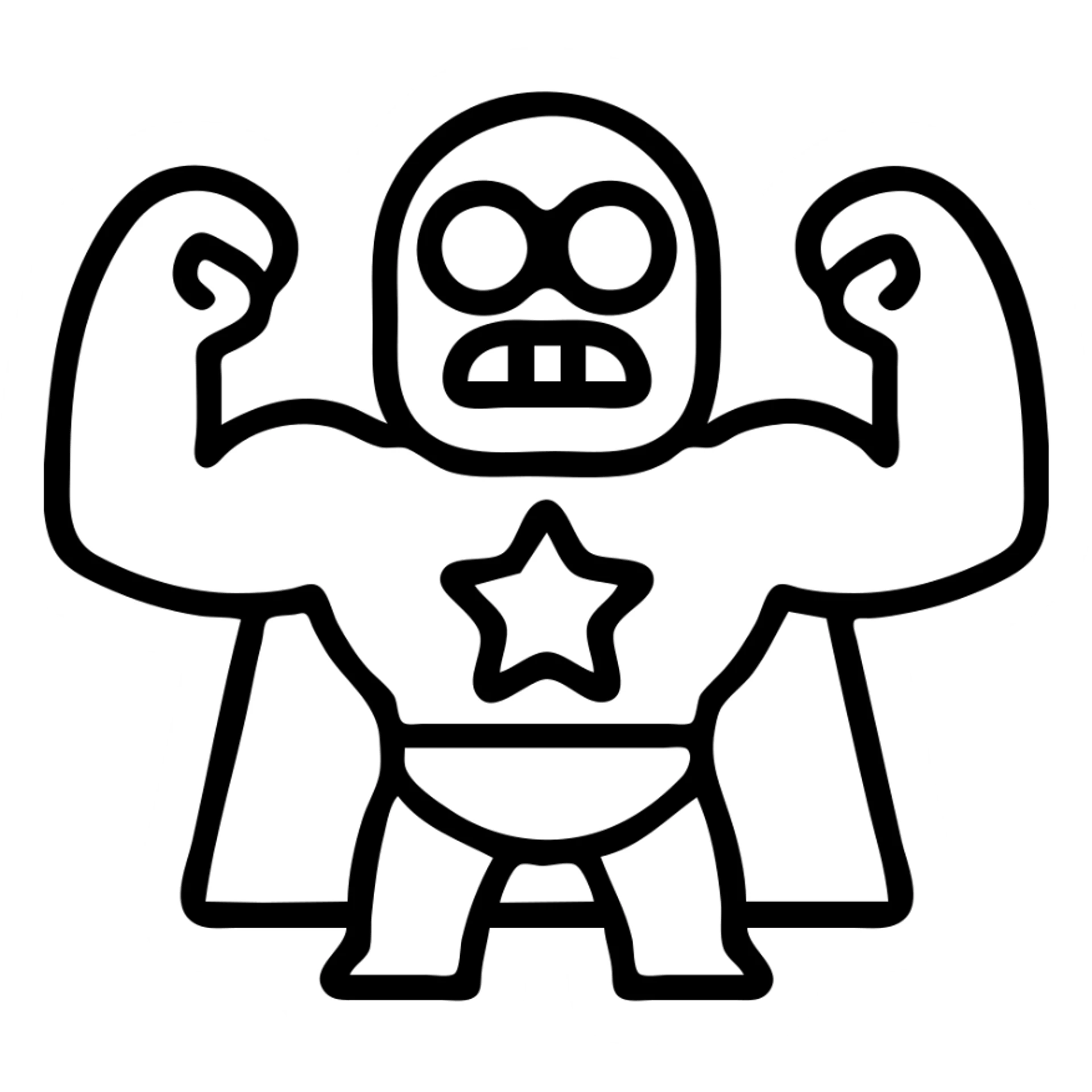 El Primo from Brawl Stars, outlined icon style, no fill, simple and bold lines sticker