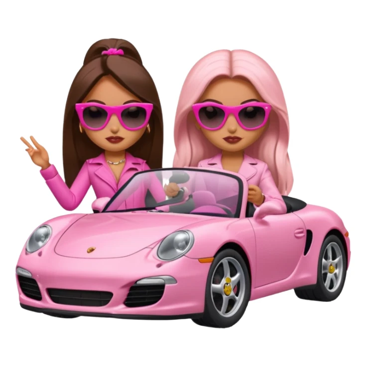 two bratz baddies in a pink porsche sticker