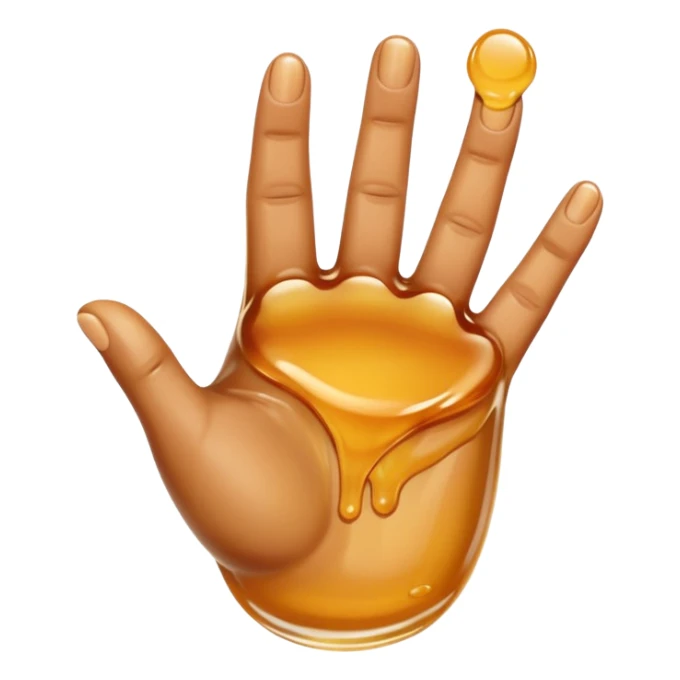 a hand with 2 fingers out and a sticky liquid on them sticker