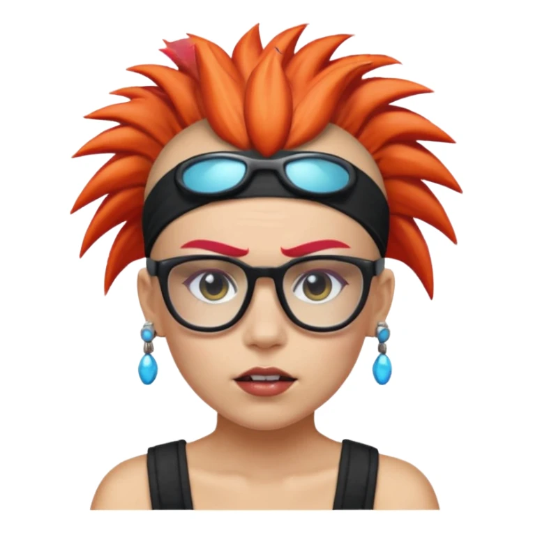 extreme mohawk person face headband glassess excessive makeup glowing hair sticker
