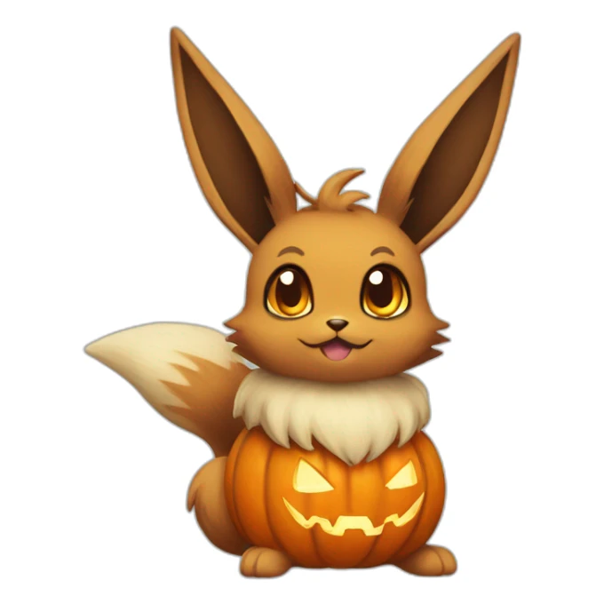eevee pokemon style holding halloween pumpkin sticker