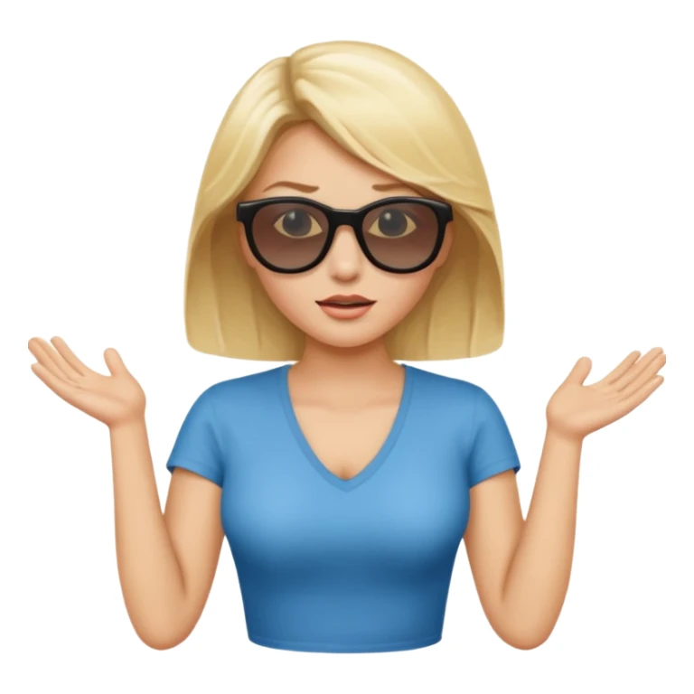 blonde woman shrugging with sunglasses on  sticker