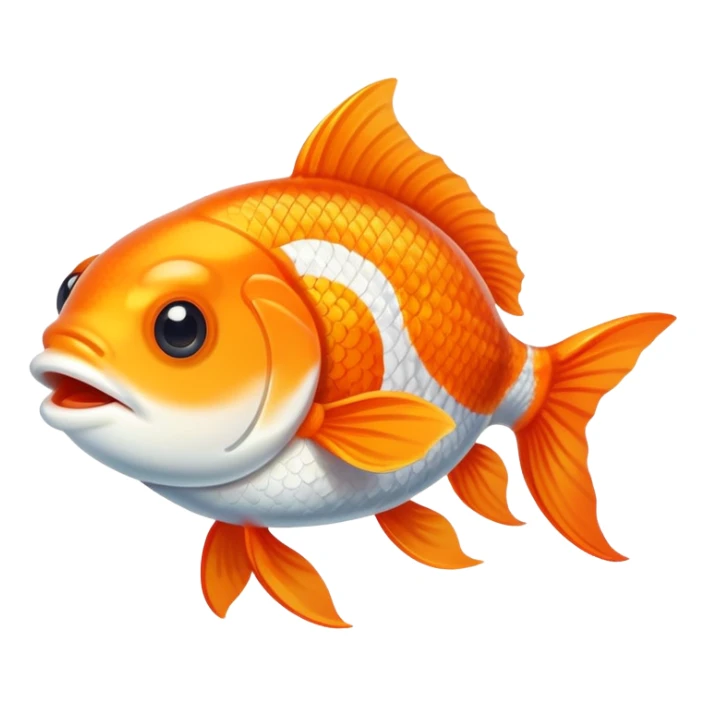 goldfish with crossed eyes and silly grin, orange and white fish sticker