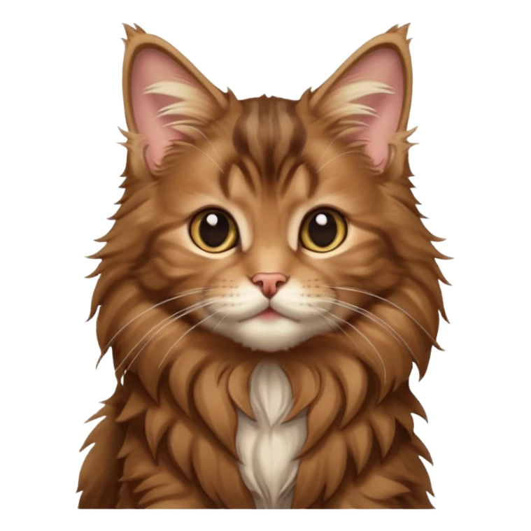 A high-resolution photo-realistic digital illustration of a brown maine coon kitten, chest upward sticker