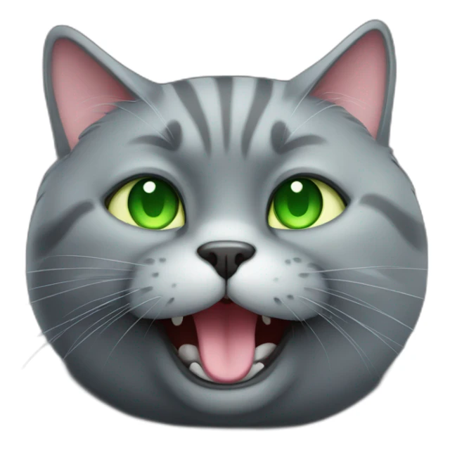 dark grey fat cat with green eyes happy sticker