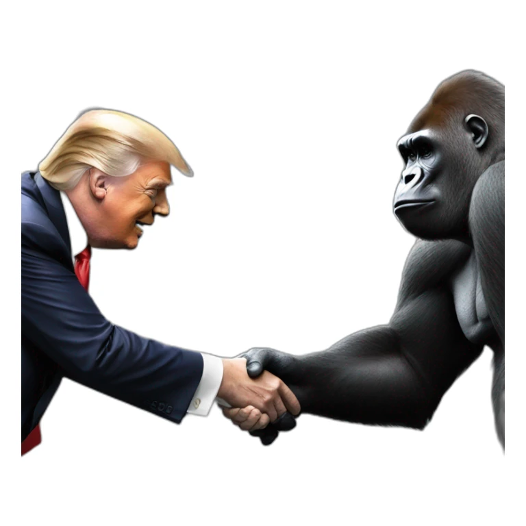 Donald Trump handshakes a gorilla sticker