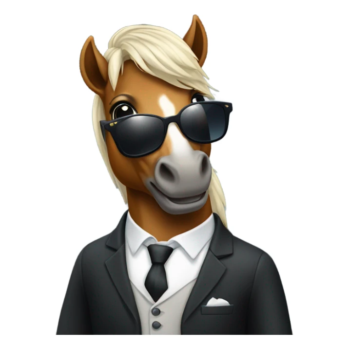 Horse wearing sunglasses and a suit sticker