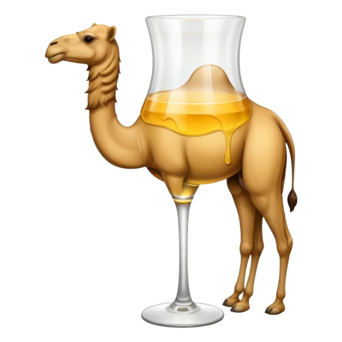 Ein glass mit gelber Flüssigkeit und einem Kamel drauf  sticker