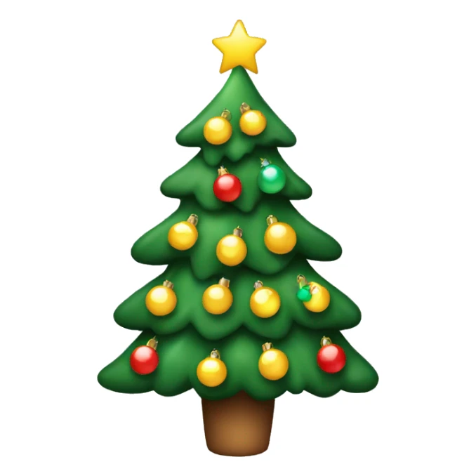 Christmas tree with lights and decoratrion sticker