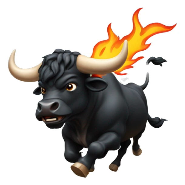 Super Angry running black bull with flames on the head  sticker