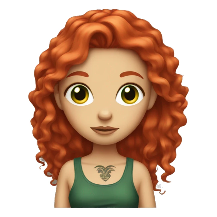 red hair girl with tattoos, green eyes sticker