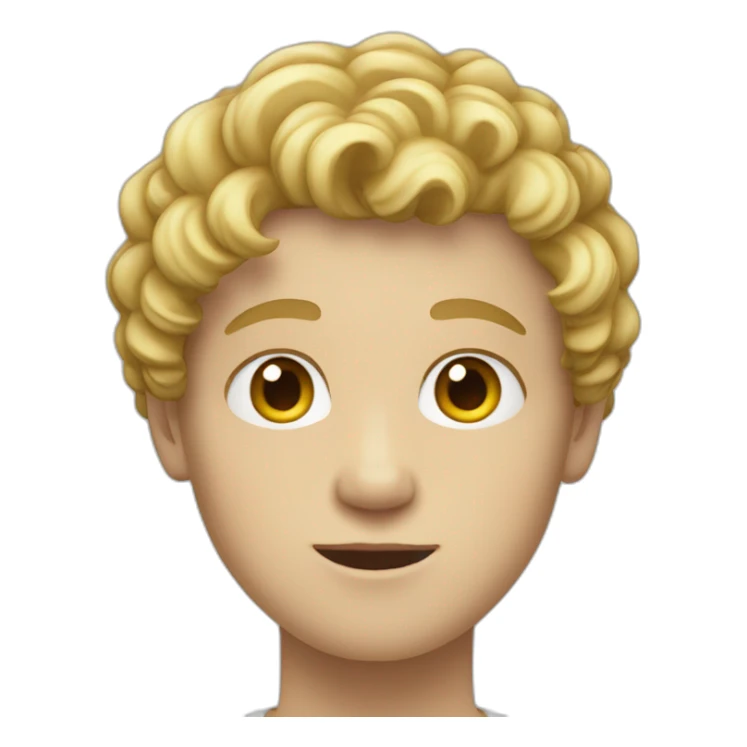 A white teenager boy with a round face short curly blonde sticker