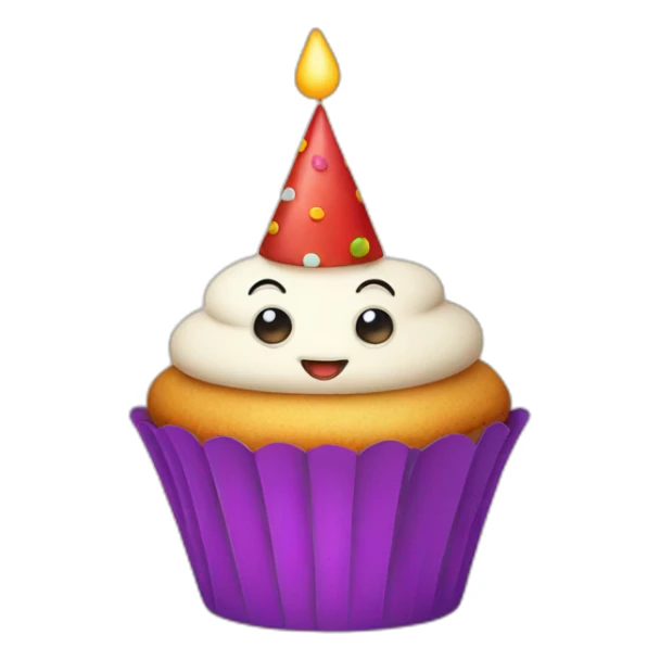Happy cupcake wearing a birthday hat sticker