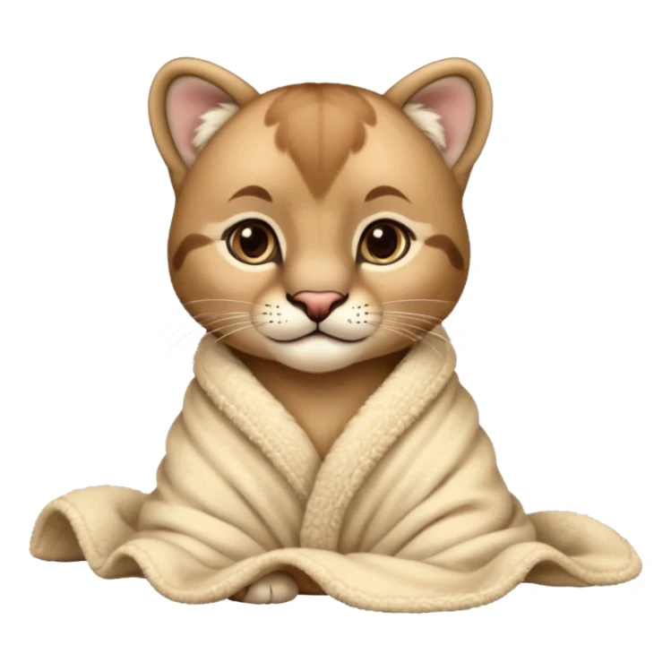 Cozy puma cougar cub in blanket sticker