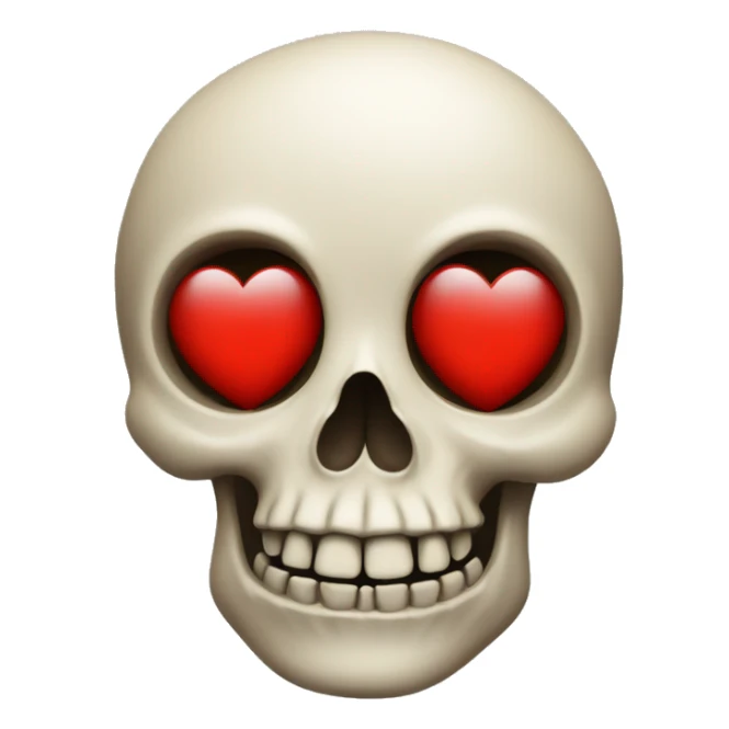 A skull with red heart eyes sticker