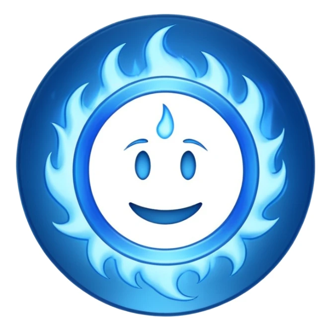 A minimalist CD disc with a subtle blue fire design, emoji style, blue fire, variation 2 sticker