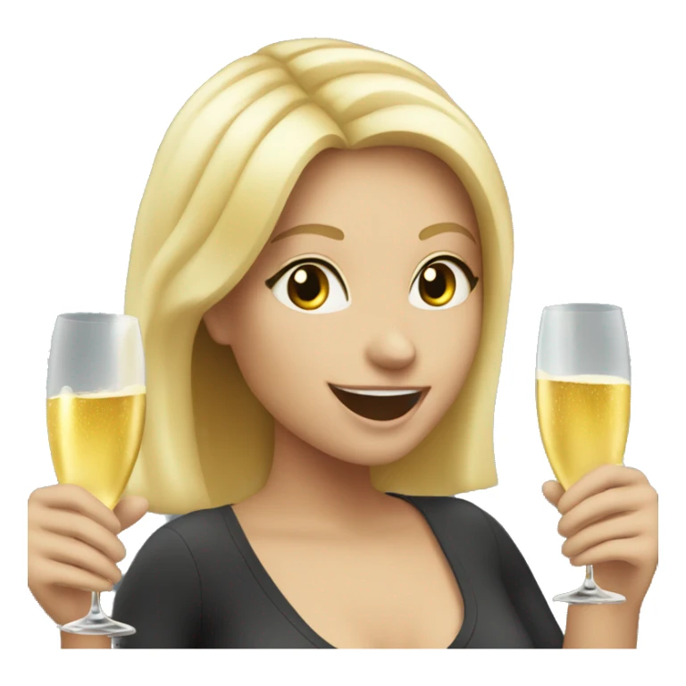 Blonde girl cheering up with champagne over head sticker