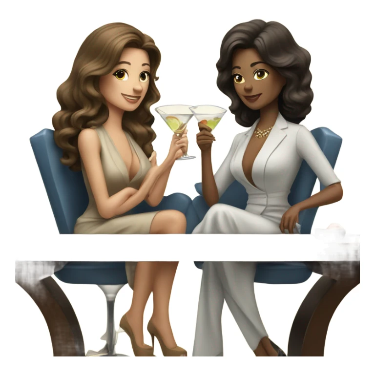 rich caucasian women two friends sipping martinis brunettes sticker