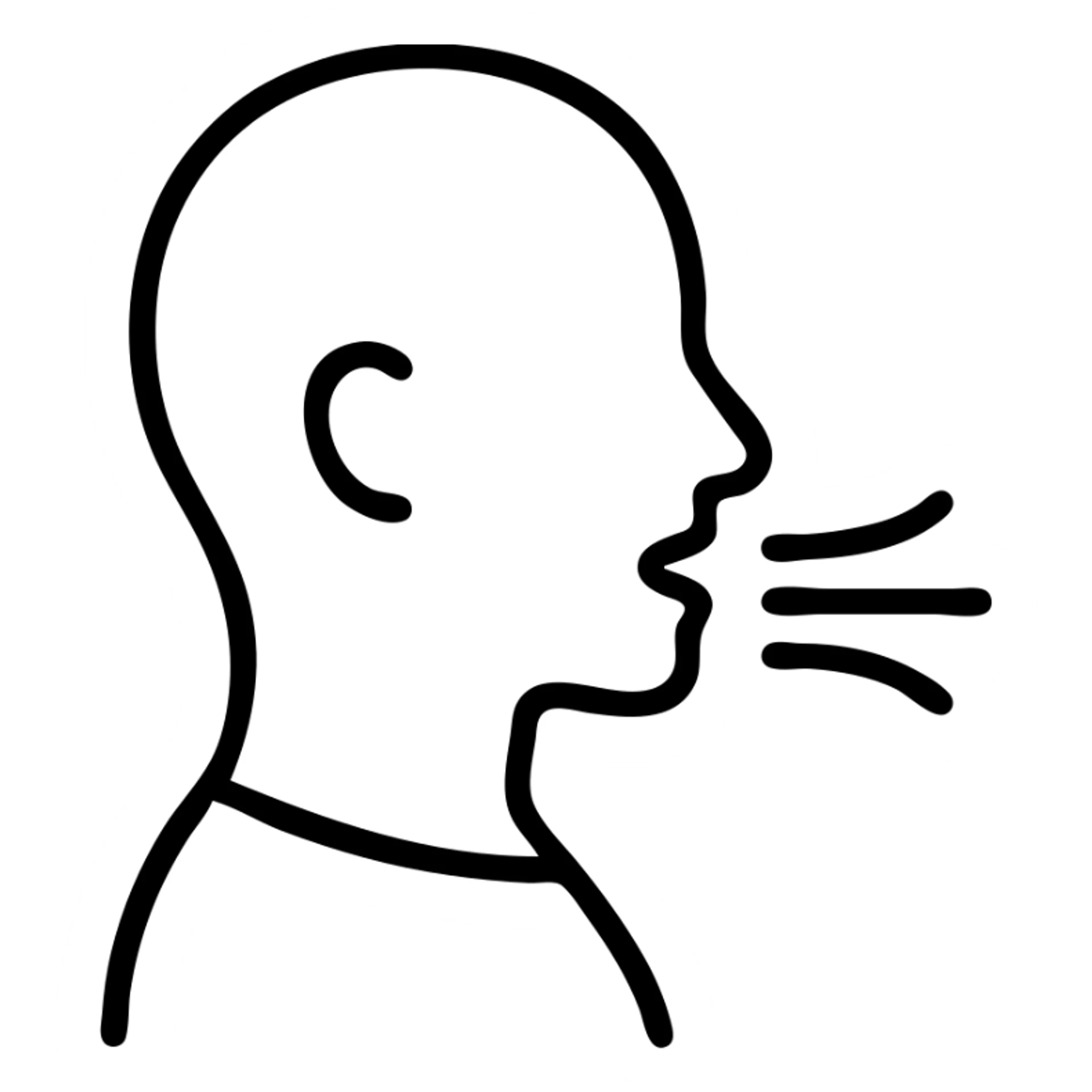 outline icon of a person breathing through the mouth, linear, simple sticker