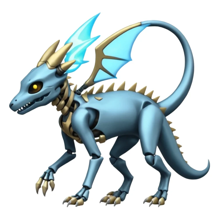 futuristic Skeleton-Cyborg-Manectric-Electrike-Salandit-Cubone-Umbreon-Marowak-Draco-Fakémon-hybrid-creature (full body), 4 legs sticker