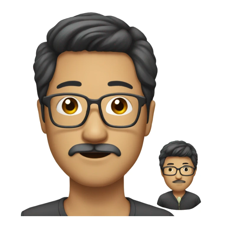 long hair asian guy with glasses and mustach sticker