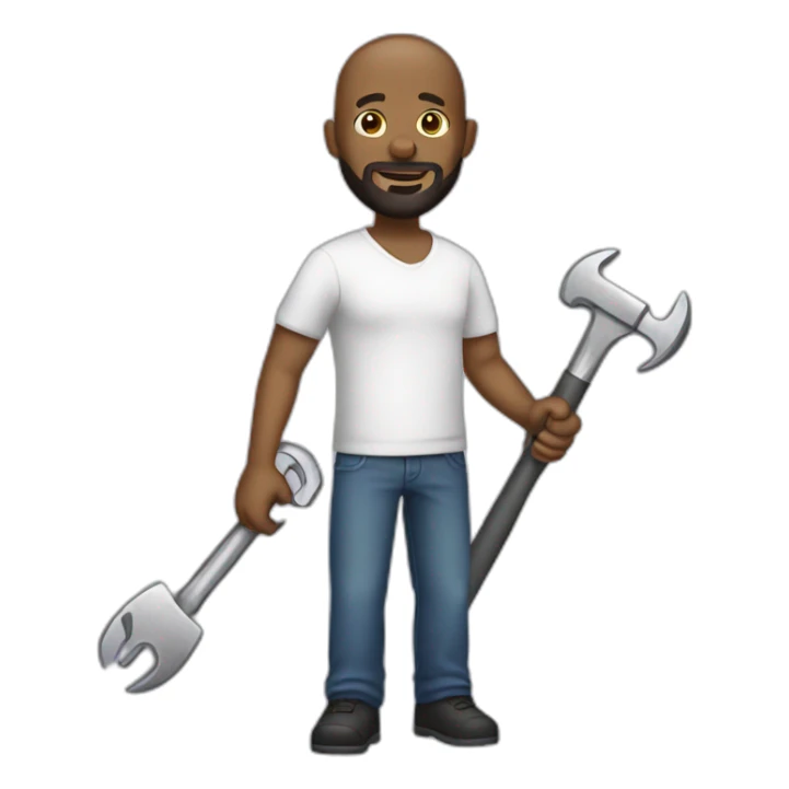 emojis-black man bald with beard holding wrench sticker