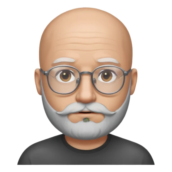Bald man with salt and pepper beard and glasses sticker
