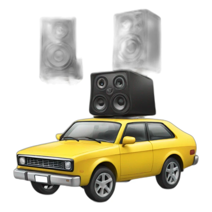 Speakers and a car is dancing on top  sticker