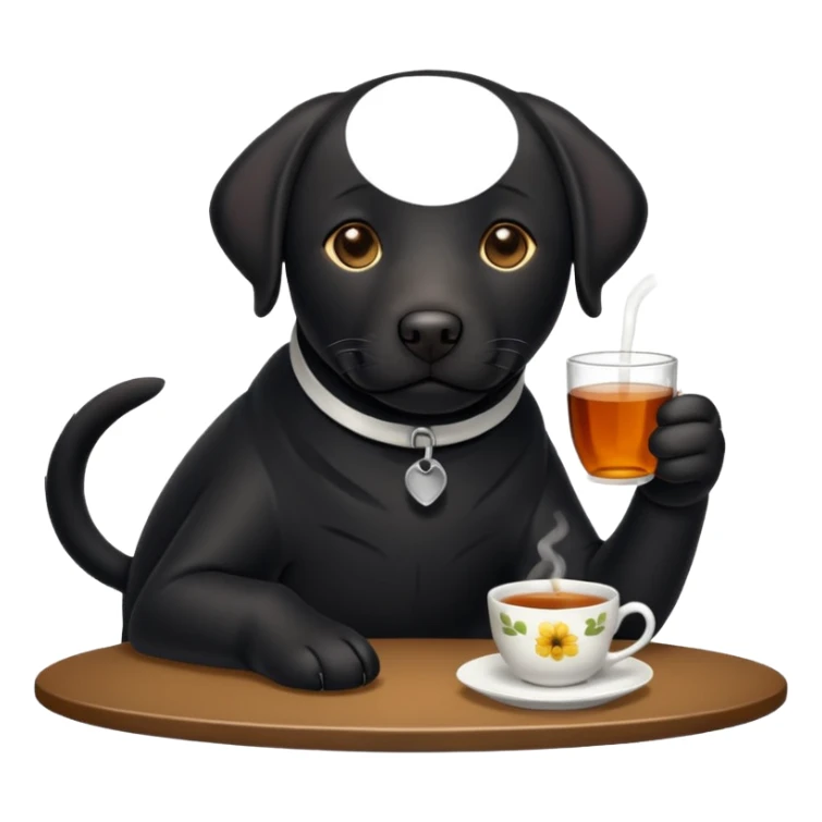 Cup of Tea cake black Labrador  sticker