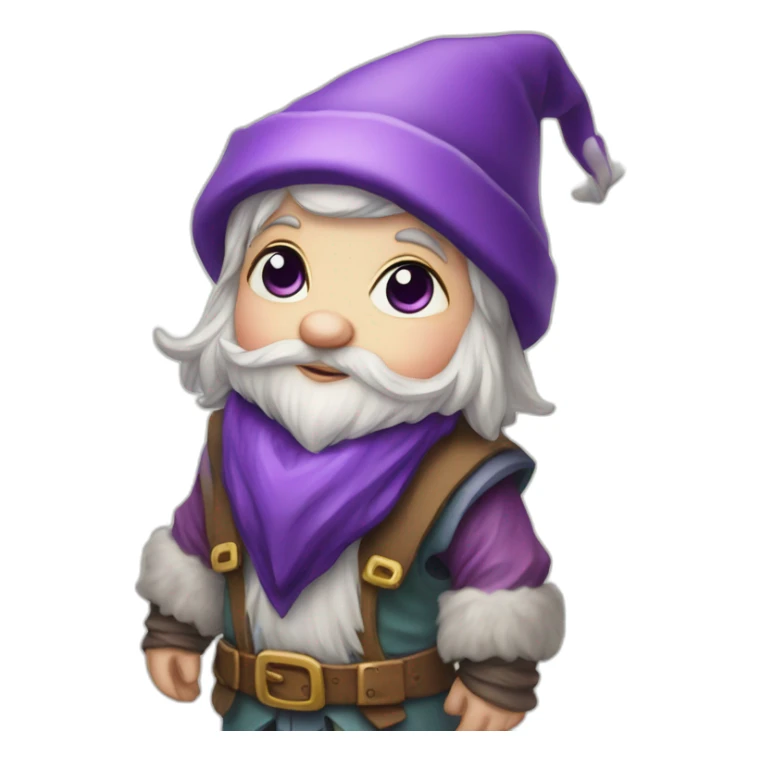 Gnome with purple hat hearts for eyes chibi sticker