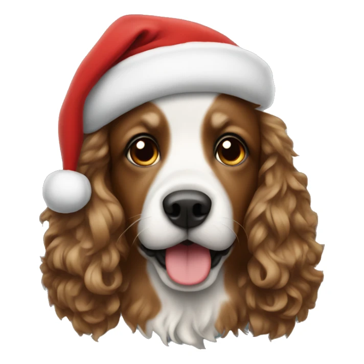 Medium brown wavy hair Dog in Santa hat sticker